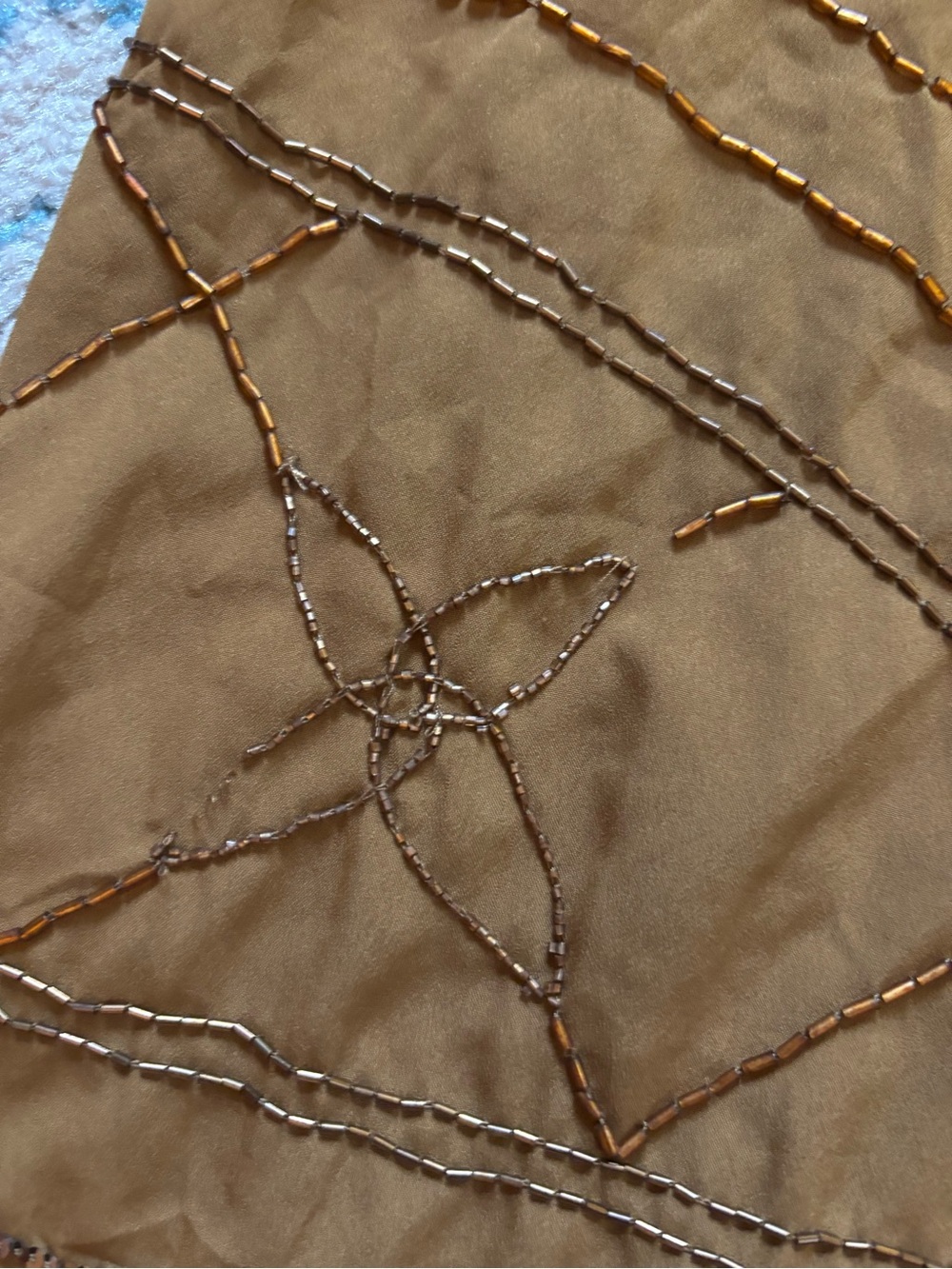 Free People Olive Green Beaded Satin Mini Dress - Picture 4 of 4
